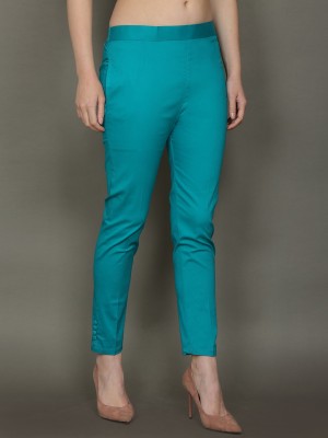 Kanna Fabric Regular Fit Women Green Trousers