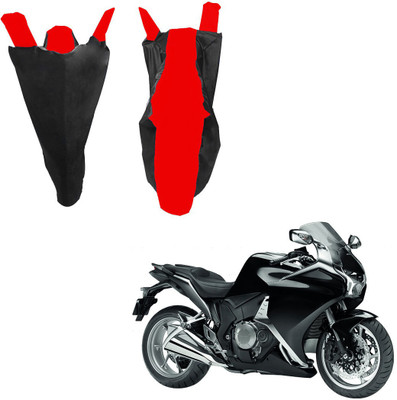 RiderShine Waterproof Two Wheeler Cover for Honda(VFR 1200F, Black, Red)