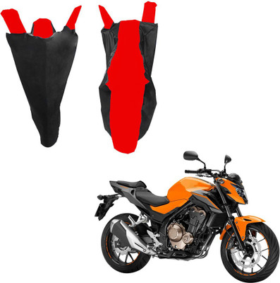 RiderShine Waterproof Two Wheeler Cover for Honda(CB 500, Black, Red)