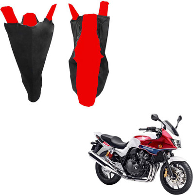 RiderShine Waterproof Two Wheeler Cover for Honda(CB 400, Black, Red)