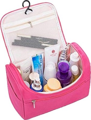 TOURTIER Hanging Travel Cosmetic Makeup Organizer Shower Dopp Kit For Men And Women Cosmetic, Shaving Vanity Box(Pink)