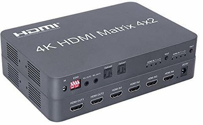 Etzin hdmi matrix switcher 4k 4x2 HDMI Matrix Switch Splitter EDID 30Hz Full HD 1080P Media Streaming Device(Black)