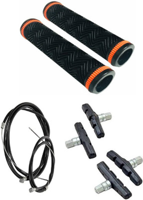 TWAINSKI Cycle handlebar grip (orange) with shoe (4pcs) & wire(1 pair) Bicycle Handle Grip(12.5 cm)