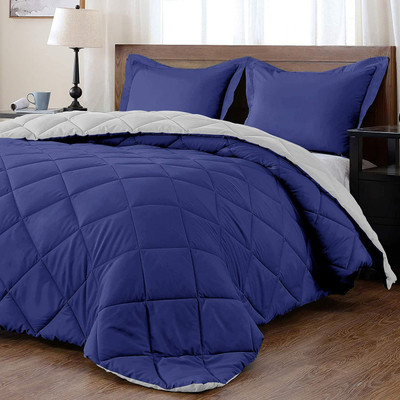 SIE STORE Solid Double Comforter for  Mild Winter(Microfiber, Royal Blue, Grey)