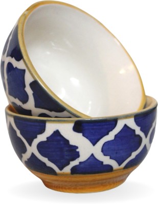 Keeya Ceramic Serving Bowl(Pack of 2, Blue, White)