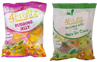 4Fruitz Pudding & Nata Jelly300gm(Pack of 2)Imported Pudding Jelly Candy(2 x 300 g)