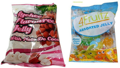 4Fruitz Lychee & Jelly300gmPack of 2)Imported lychee Jelly Candy(2 x 300 g)