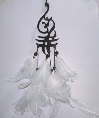 AADRSH COLLECTION DREAM CATCHER OM WITH WHITE FEATHER Car Hanging Ornament (Pack of 1) Car Hanging Ornament(Pack of 1)