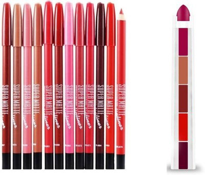Lele Combo of 12 Supermatte Lipliner with 5in Lipstick E-29(13 Items in the set)