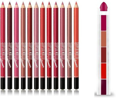 Lele Combo of 12 Supermatte Lipliner with 5in Lipstick E-11(13 Items in the set)