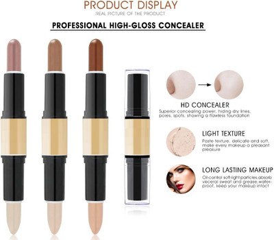 JANOST 2IN1 ULTRA WATERPROOF STAY HIGHLIGHTER AND CONCEALER MAKE-UP STICK Concealer(MULTICOLOR, 24 g)