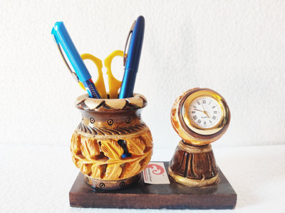 Badgoti Handicrafts 1 Compartments wooden pen stand(Brown)