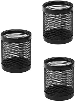 Kebica 1 Compartments Metal Mesh Desk Office Supply Pen Pencil Holder Desktop With Coating Finish Pack of 3(Black)