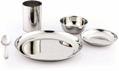 Pigeon Pack of 5 Stainless Steel Sparkle Brackfast 5 Pcs Dinner Set(Steel)