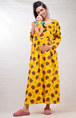 CLYMAA Women Gown Yellow Dress