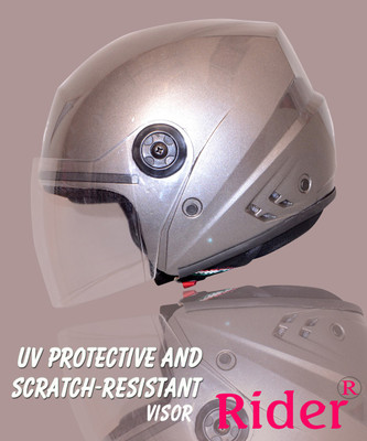 RIDER Open Face ISI Certified Grey Helmet Motorbike Helmet(Grey)