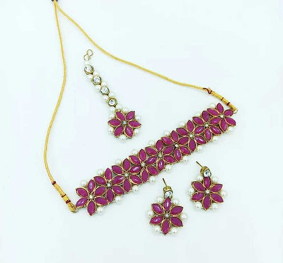 CATALYST Brass Gold-plated Pink Jewellery Set(Pack of 1)