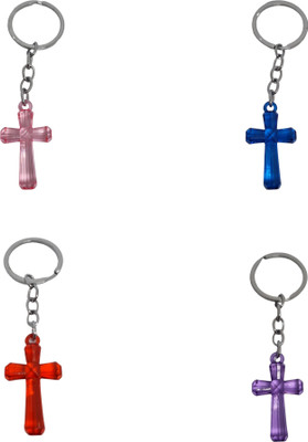 BLESSINGS Set Of 4 Plastic Cross B Key Chain