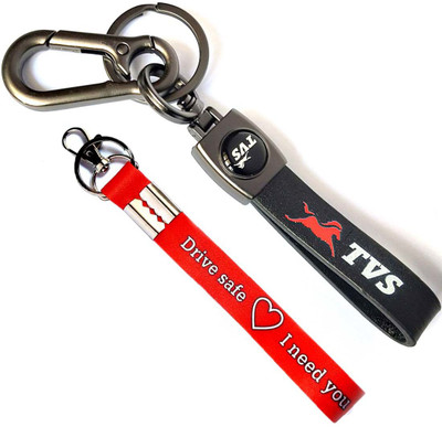 ShopTop Stylist leather keychains TVS hook Key Chain and Red Drive safe tag key chain Key Chain