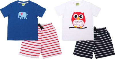 ShaishavWears Baby Boys Party(Festive) T-shirt Shorts(BlueE_WhiteU)