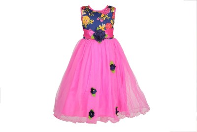 Arshia Fashions Girls Maxi/Full Length Party Dress(Multicolor, Sleeveless)