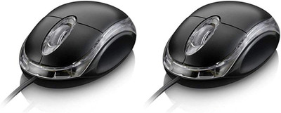 Elderbuy Optical Wired USB Mouse Pack Of 2 Wired Ambidextrous Optical Mouse(USB 2.0, Black)