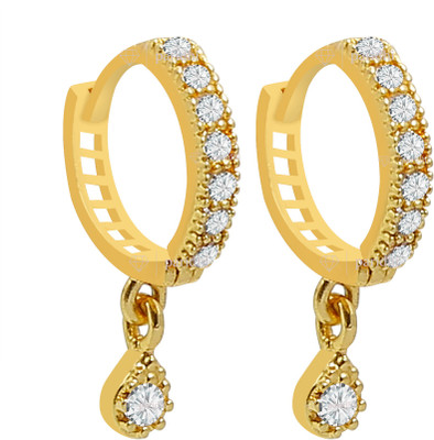 Paridhi Cubic Zirconia Gold-plated Plated Brass Nose Stud Set(Pack of 2)