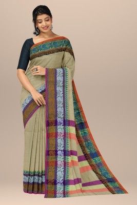 Bong ButiQ Self Design Dharmavaram Cotton Blend Saree(Beige)