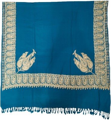 Soul Essence Wool Embroidered Women Shawl(Blue)