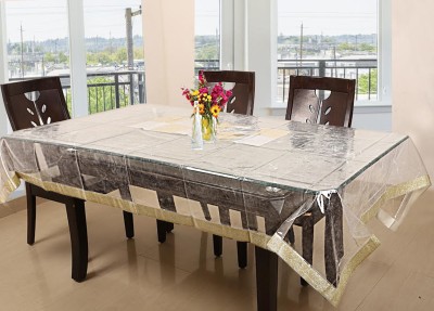 KUBER INDUSTRIES Embroidered 6 Seater Table Cover(Transparent, PVC (Polyvinyl Chloride))