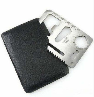 KANABEE Multi-Purpose 11 in 1 Credit Card Size Wallet Ninja Pocket Tool- Small Silver Camping & Hiking Multi-Purpose Tool