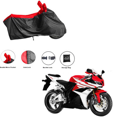 RiderShine Waterproof Two Wheeler Cover for Honda(CBR 600 RR, Black, Red)