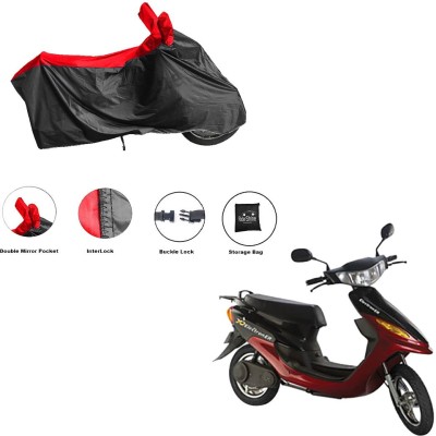 RiderShine Waterproof Two Wheeler Cover for Indus(Yo Electron, Black, Red)