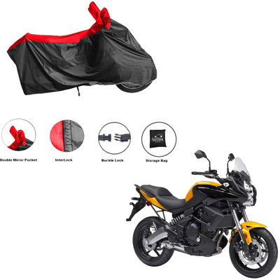 RiderShine Waterproof Two Wheeler Cover for Kawasaki(Versys 650, Black, Red)