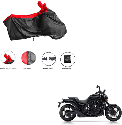 RiderShine Waterproof Two Wheeler Cover for Yamaha(VMAX, Black, Red)