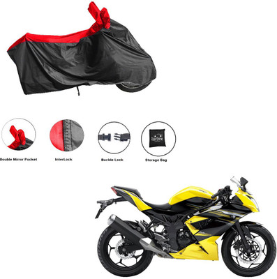 RiderShine Waterproof Two Wheeler Cover for Kawasaki(Ninja 250, Black, Red)