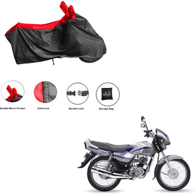 RiderShine Waterproof Two Wheeler Cover for TVS(Victor GLX, Black, Red)