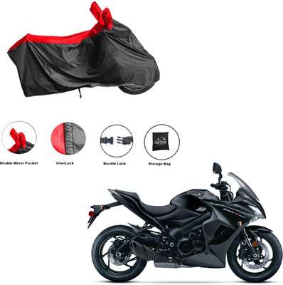 RiderShine Waterproof Two Wheeler Cover for Suzuki(GSX S1000F, Black, Red)