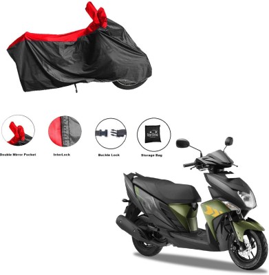 RiderShine Waterproof Two Wheeler Cover for Yamaha(Ray ZR, Black, Red)