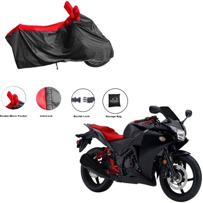 RiderShine Waterproof Two Wheeler Cover for Honda(CBR 250R, Black, Red)