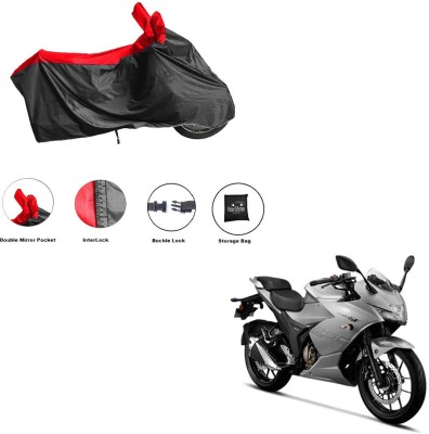 RiderShine Waterproof Two Wheeler Cover for Suzuki(Gixxer 250, Black, Red)