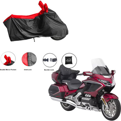RiderShine Waterproof Two Wheeler Cover for Honda(Gold Wing GL1800, Black, Red)