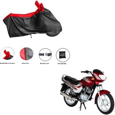 RiderShine Waterproof Two Wheeler Cover for TVS(Victor GLX, Black, Red)