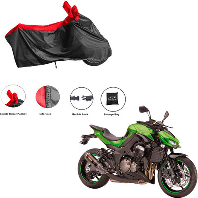 RiderShine Waterproof Two Wheeler Cover for Kawasaki(Z1000, Black, Red)