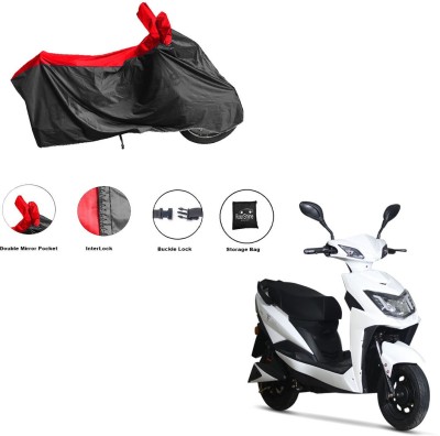 RiderShine Waterproof Two Wheeler Cover for Techo Electra(Dream Neo, Black, Red)