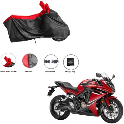 RiderShine Waterproof Two Wheeler Cover for Honda(CBR 650F, Black, Red)