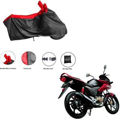 RiderShine Waterproof Two Wheeler Cover for Honda(CBF Stunner, Black, Red)