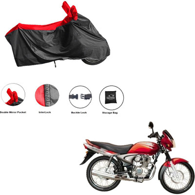 RiderShine Waterproof Two Wheeler Cover for Bajaj(Wind 125, Black, Red)