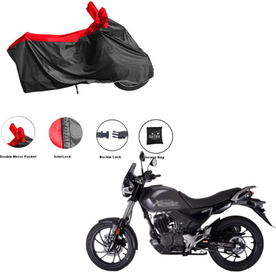 RiderShine Waterproof Two Wheeler Cover for Hero(Xpulse 200T, Black, Red)