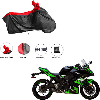 RiderShine Waterproof Two Wheeler Cover for Kawasaki(Ninja 650, Black, Red)